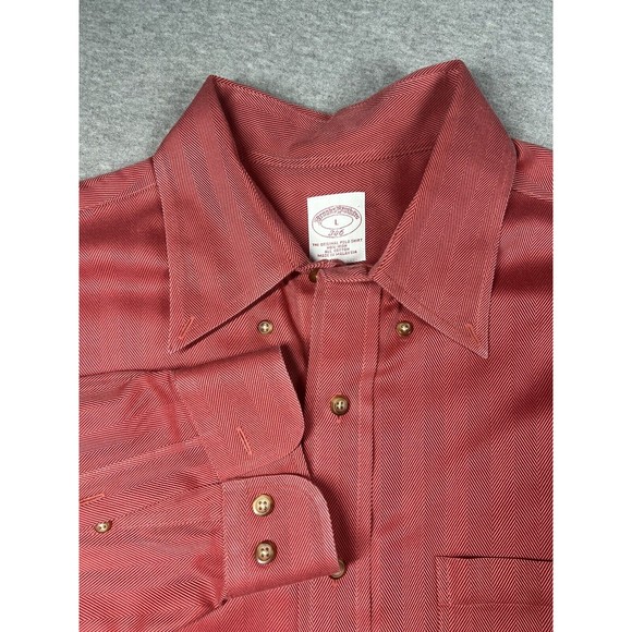 Brooks Brothers 346 Non-Iron All Cotton red Shirt Large button‎ down casual - Picture 1 of 8